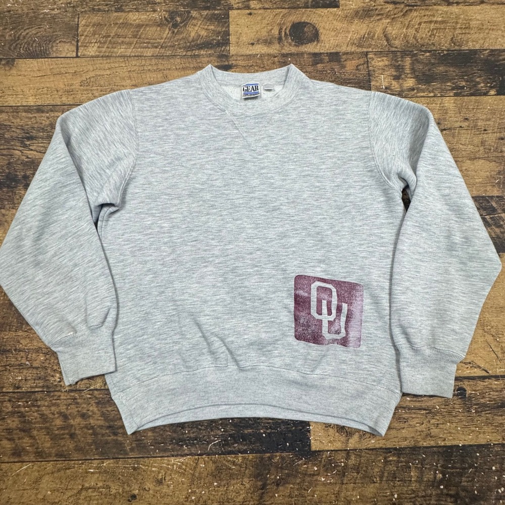 GEAR For Sports Oklahoma Sooners Crewneck Sweatshirt Heather Gray OU Logo Women‎